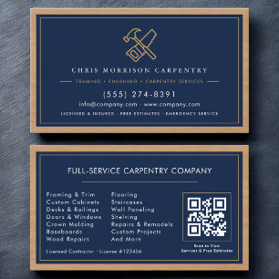 Tarjeta De Visita Servicios Profesionales de Carpintería Código QR