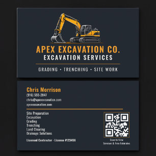 Tarjeta De Visita Servicios Profesionales de Código QR para Excavado