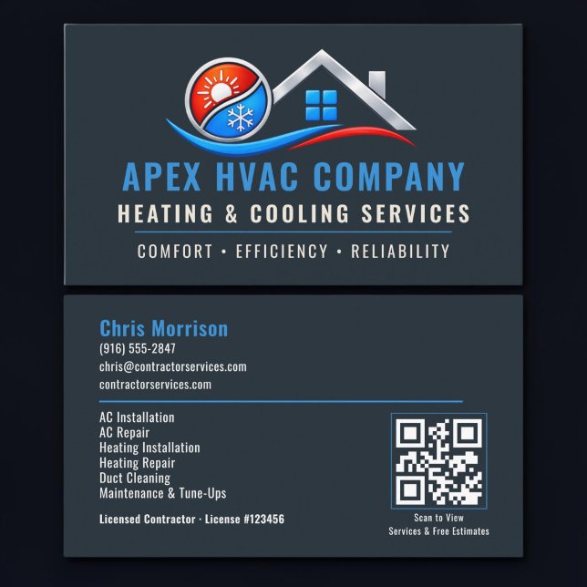 Tarjeta De Visita Servicios profesionales de código QR para HVAC (Subido por el creador)
