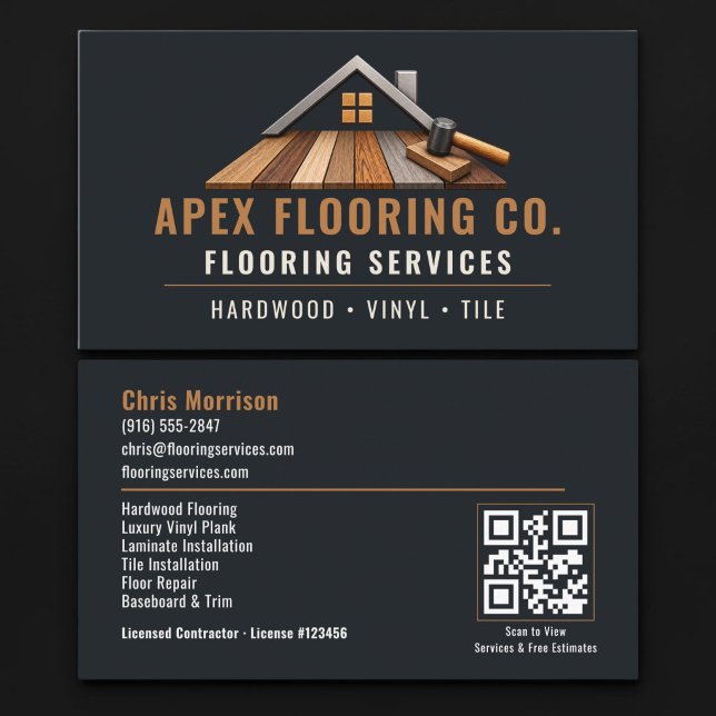 Tarjeta De Visita Servicios profesionales de código QR para pisos (Subido por el creador)