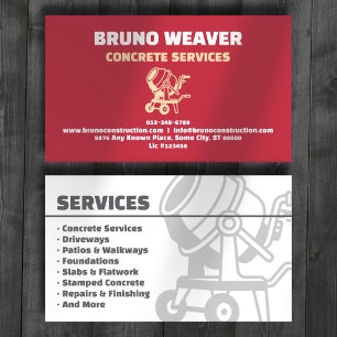 Tarjeta De Visita Servicios Profesionales de Construcción de Hormigó