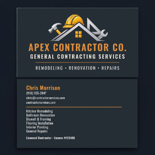 Tarjeta De Visita Servicios profesionales de contratista de construc