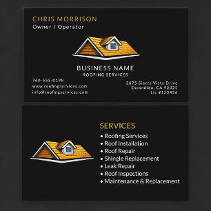 Tarjeta De Visita Servicios Profesionales de Cubiertas Black Roofer
