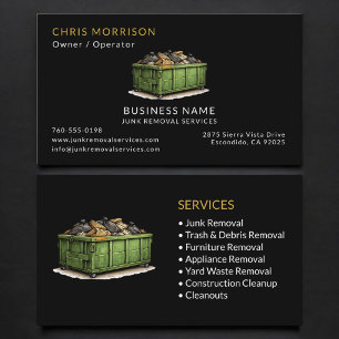 Tarjeta De Visita Servicios Profesionales de Eliminación de Basura N