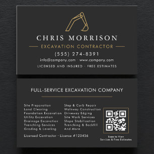 Tarjeta De Visita Servicios Profesionales de Excavación Código QR