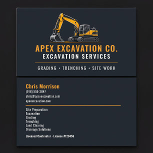 Tarjeta De Visita Servicios Profesionales de Excavación y Excavadora