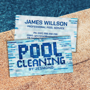 Tarjeta De Visita Servicios Profesionales de Limpieza de Piscinas
