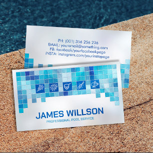 Tarjeta De Visita Servicios Profesionales de Limpieza de Piscinas