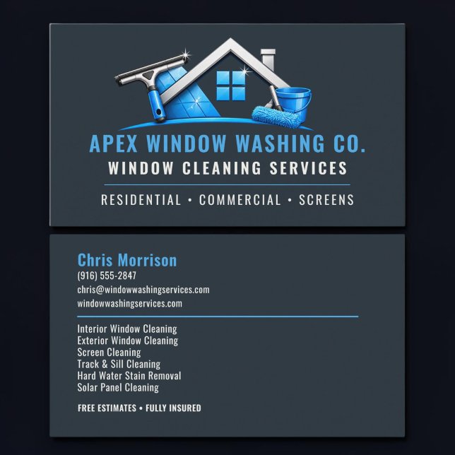 Tarjeta De Visita Servicios Profesionales de Limpieza de Ventanas (Subido por el creador)