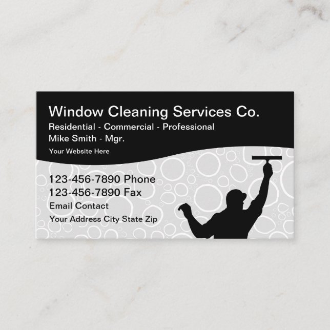 Tarjeta De Visita Servicios profesionales de limpieza de ventanas (Anverso)
