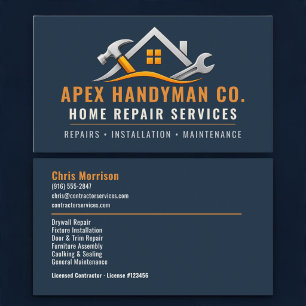 Tarjeta De Visita Servicios Profesionales de Mano de Obra Azul Marin