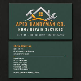 Tarjeta De Visita Servicios Profesionales de Mano de Obra Green