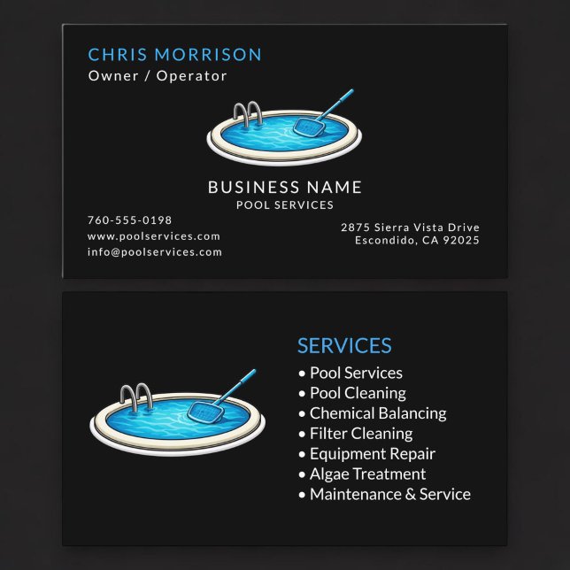 Tarjeta De Visita Servicios Profesionales de Piscinas (Subido por el creador)