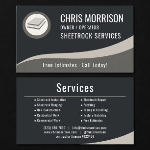 Tarjeta De Visita Servicios Profesionales de Sheetrock