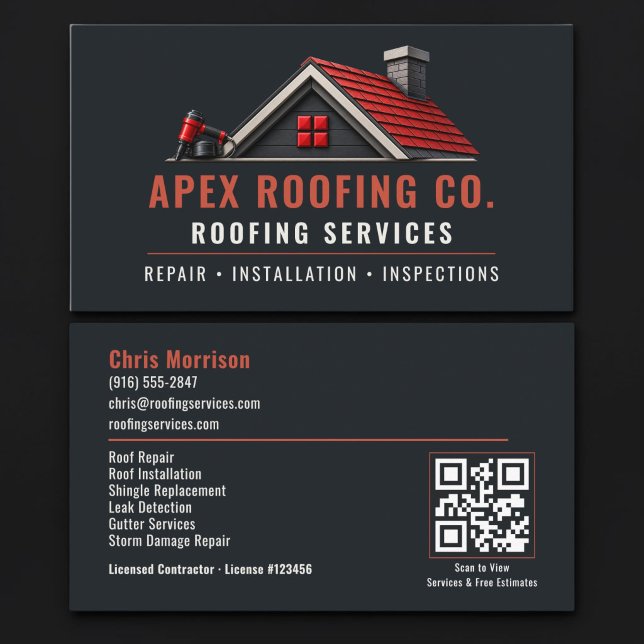 Tarjeta De Visita Servicios Profesionales de Techador Código QR (Subido por el creador)
