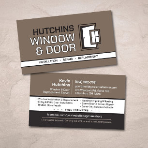 Tarjeta De Visita Servicios Profesionales Modernos de Ventanas y Pue
