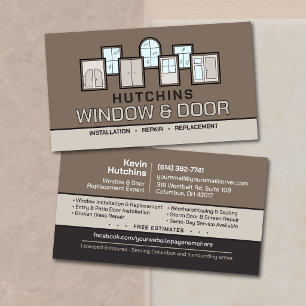 Tarjeta De Visita Servicios Profesionales Modernos de Ventanas y Pue