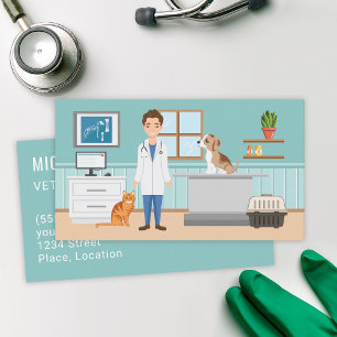 Tarjeta De Visita Servicios Veterinarios Clínica Veterinaria Hombre 