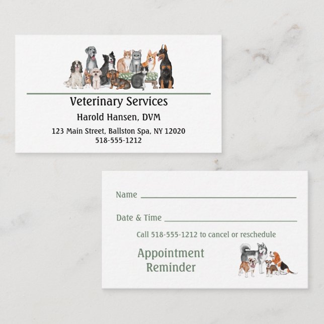 Tarjeta De Visita Servicios veterinarios o Mascotas (Anverso / Reverso)