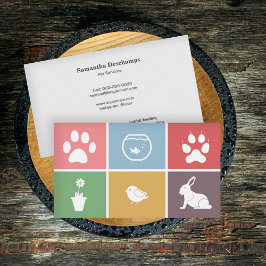 Tarjeta De Visita Servicios veterinarios o Mascotas con cuadrados de