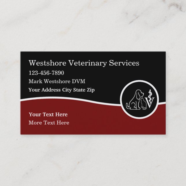 Tarjeta De Visita Servicios veterinarios Tema veterinario (Anverso)