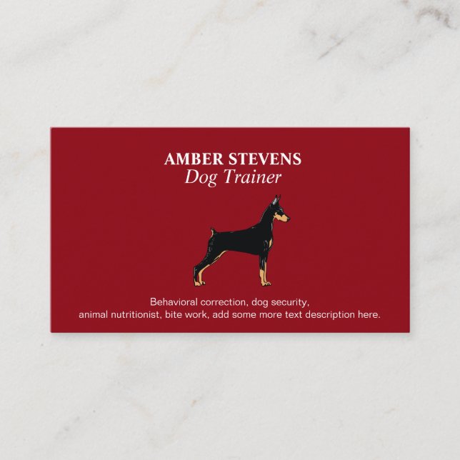 Tarjeta De Visita Servicios y formación de perros de cuidado animal  (Anverso)