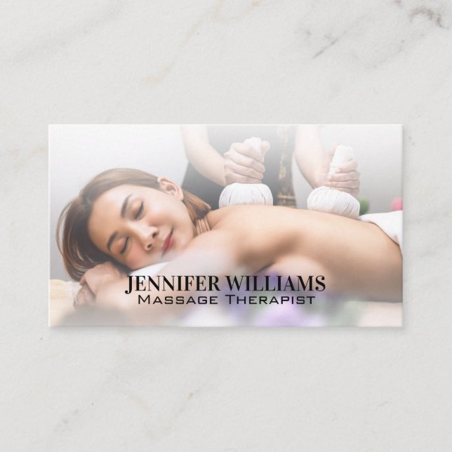 Tarjeta De Visita Sesión de Masaje | Mujer en Spa (Anverso)