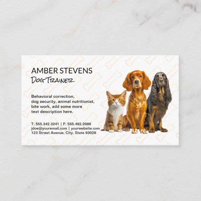 Tarjeta De Visita Sesión de perros | Patrón óseo de perro (Anverso)