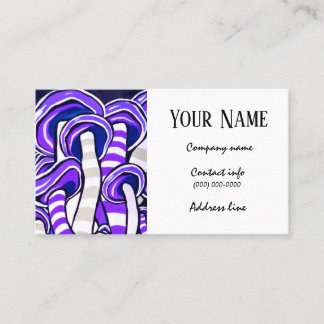Tarjeta De Visita Setas Trippy Boho del hippy púrpura psicodélico