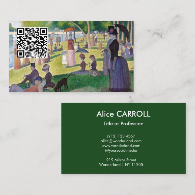 Tarjeta De Visita Seurat - Domingo en La Grande Jatte - Código QR (Anverso / Reverso)