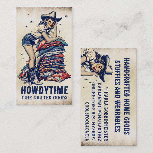 Tarjeta De Visita Sewing quilter quilter seamstress cowgirl pinup (Anverso / Reverso)