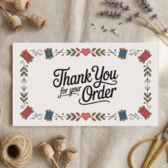 Tarjeta De Visita Sewing Small Business Thank You Business Card (Subido por el creador)