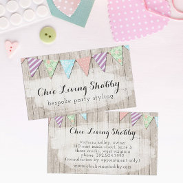 Tarjeta De Visita Shabby Chic Country Bunting en madera rústica pint