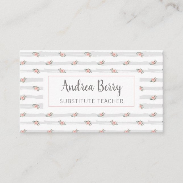 Tarjeta De Visita Shabby Chic Floral Profesional (Anverso)