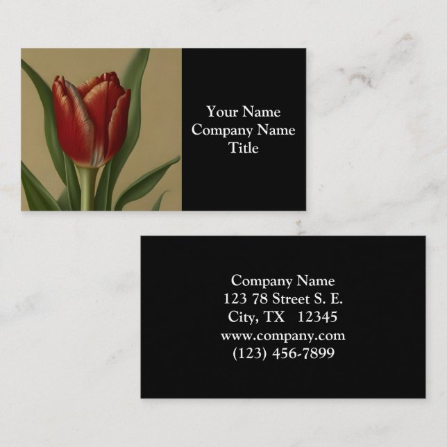 Tarjeta De Visita Shabby Chic Lovely Red Tulip (Anverso / Reverso)
