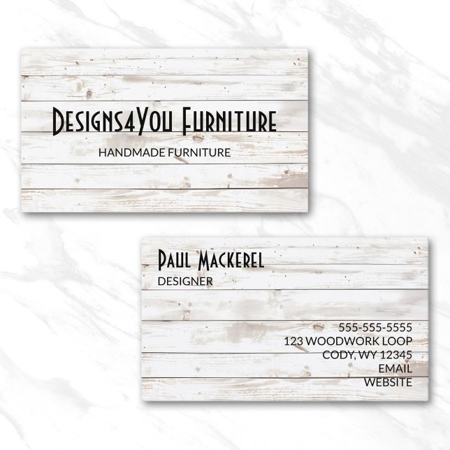 Tarjeta De Visita Shabby White Wood (Vintage Shabby White Wood Business Card)
