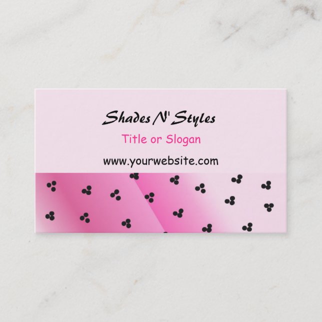 Tarjeta De Visita Shades N' Styles Diseño rosa y negro (Anverso)