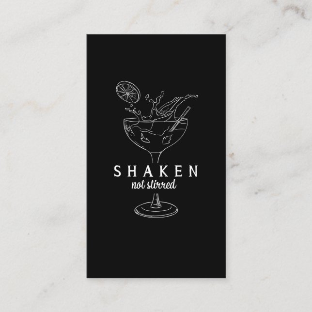 Tarjeta De Visita Shaken Martinis Bebe Alcohol Funny Bartender (Anverso)
