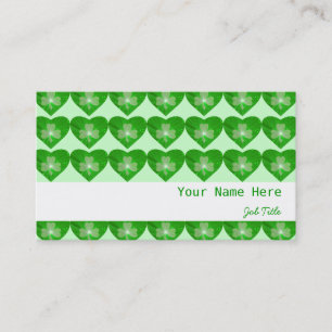 Tarjeta De Visita Shamrock Hearts Banda blanca verde