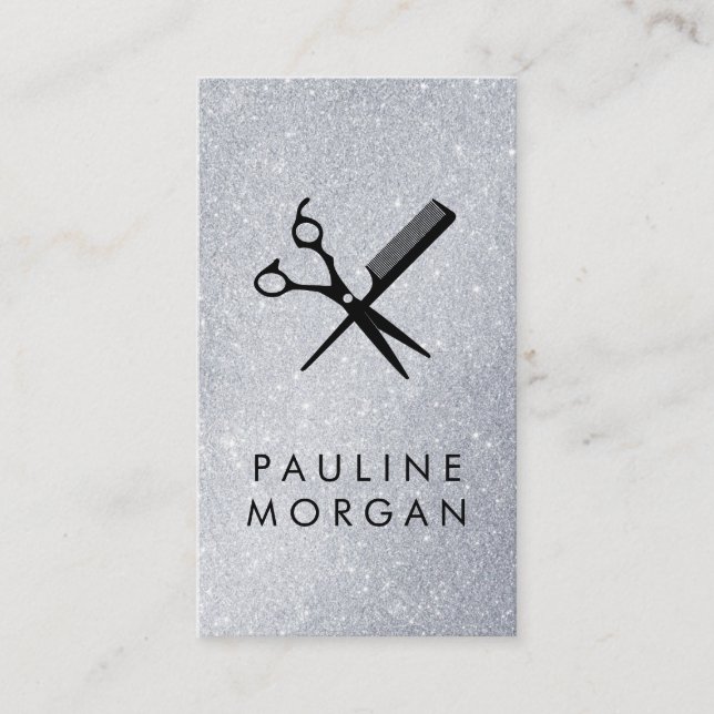 Tarjeta De Visita Shear y Comb Elegant Purpurina (Anverso)