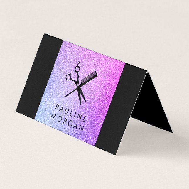 Tarjeta De Visita Shear y Comb Elegant Purpurina Lux (Anverso)