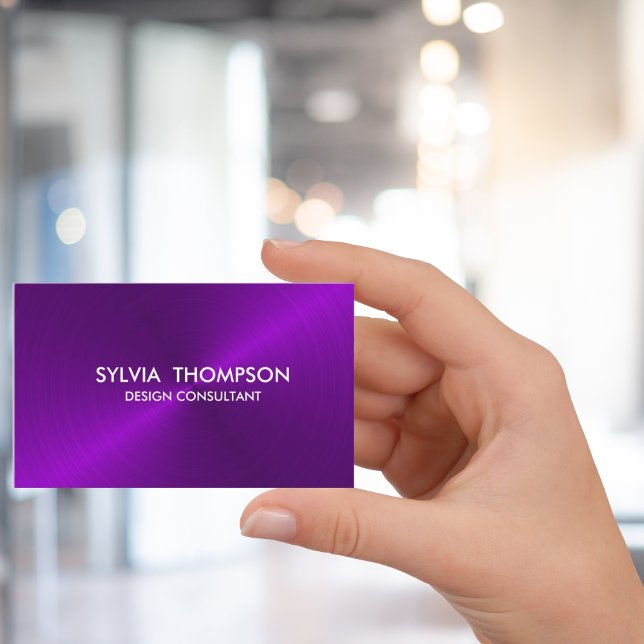 Tarjeta De Visita Sheen Metalizado con pincel púrpura (Front of card. The business card available in 6 different colors.)