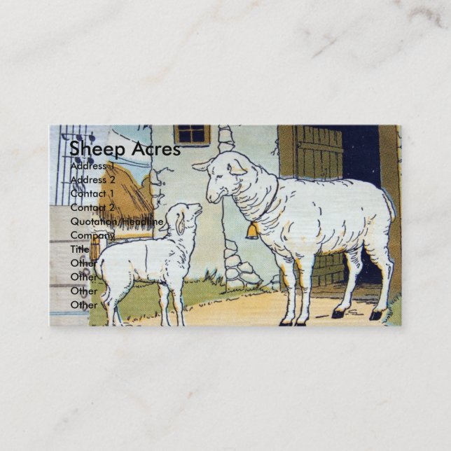 Tarjeta De Visita Sheep Acres (Anverso)