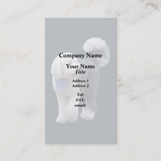 Tarjeta De Visita Sheepadoodle con bufanda azul a cuadros (Anverso)