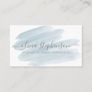 Tarjeta De Visita Sher Dusty Blue Watercolor Swash