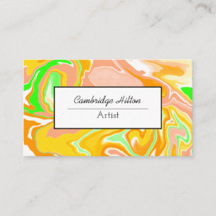 Tarjeta De Visita Sherbert Swirls Marble Resumen Arte Fluido