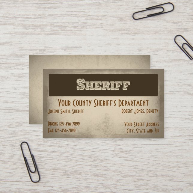 Tarjeta De Visita Sheriff Business Card (Anverso/Reverso In Situ)
