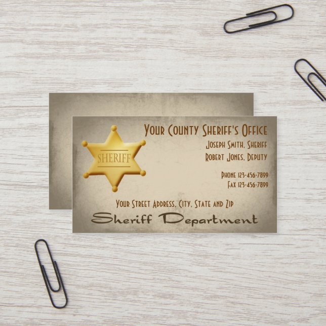 Tarjeta De Visita Sheriff Business Card (Anverso/Reverso In Situ)