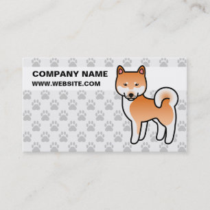 Tarjeta De Visita Shiba Inu de dibujos animados rojo