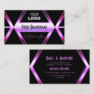 Tarjeta De Visita Shimmer morado rosado geométrico Guay negro con lo